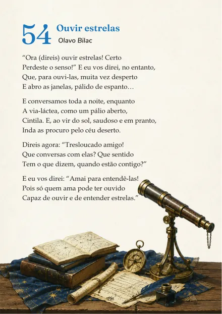Obra 54, Ouvir estrelas, de Olavo Bilac